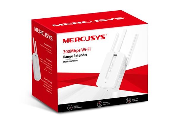 300Mbps Wi-Fi Range Extender SPEED: 300 Mbps at 2.4 GHz SPEC: 3× Fixed External Antennas, Wall Plugged FEATURE: WPS/Rese