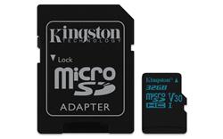 32 GB . microSDHC karta Kingston Canvas Go Class U3 UHS-I V30 (r90MB/s, w45MB/s) + adaptér