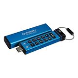 32 GB . USB-C kľúč . Kingston IronKey Keypad 200C Enkrypted, modrý ( r145MB/s, w115MB/s)