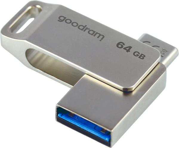 64 GB . DUAL USB 3.2 a USB-C kľúč . ODA3 Silver