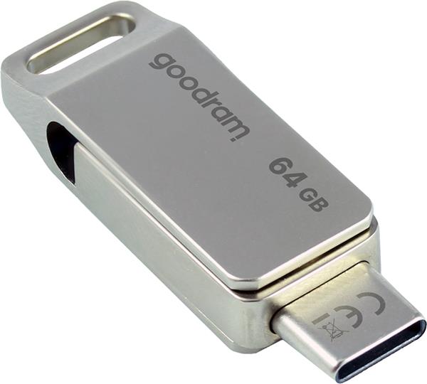 64 GB . DUAL USB 3.2 a USB-C kľúč . ODA3 Silver