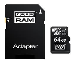 64 GB . microSDHC karta GOODRAM Class 10 UHS I + adapter
