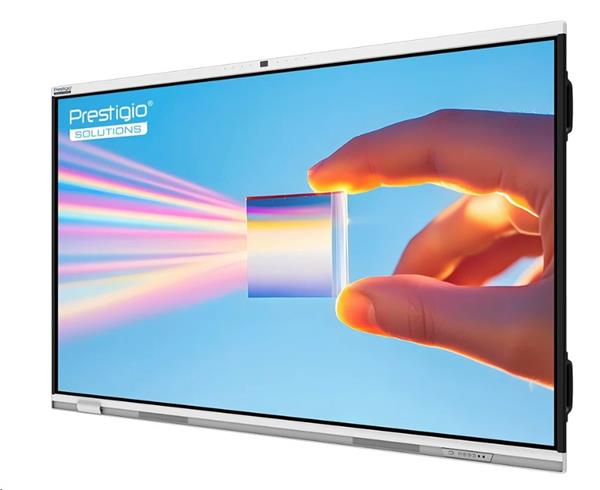 75" PRISM Séria,PRESTIGIO SOLUTIONS, Android 14 EDLA + upgr 16, 50 dotyk, 9H, 3x20W, AI Kamera, 100 000:1,