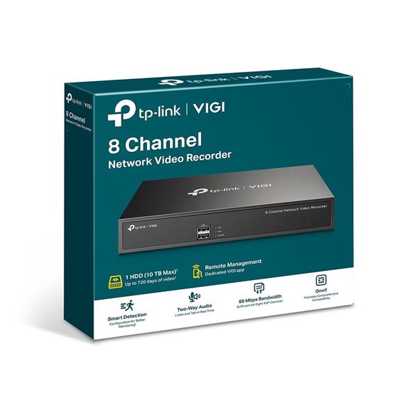 8 Channel Network Video Recorder SPEC: H.265+/H.265/H.264+/H.264, Up to 5MP resolution, Decoding capability/8-ch @2MP, 8