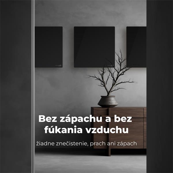 AENO AGH12S Premium QUADRO Smart Ohrievač, Čierny, LED, WI-FI, max 500W, 50x50cm, Infra