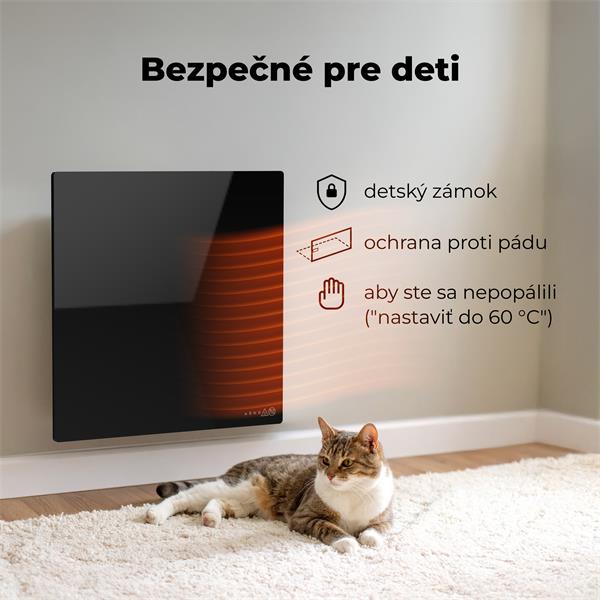 AENO AGH12S Premium QUADRO Smart Ohrievač, Čierny, LED, WI-FI, max 500W, 50x50cm, Infra