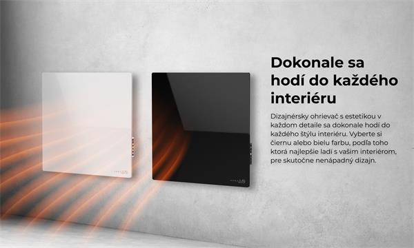 AENO AGH12S Premium QUADRO Smart Ohrievač, Čierny, LED, WI-FI, max 500W, 50x50cm, Infra