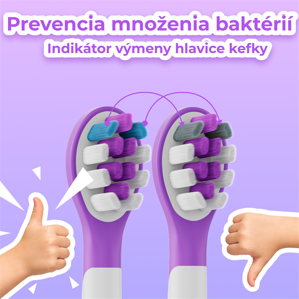 AENO Náhradné hlavice ADBTH9V na Sonické detské kefky DB9V, fialová farba, 2ks, DuPont štetiny