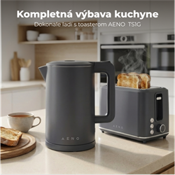 AENO Rychlovarná kanvica EK13G - 1,7l, dvojstenná stena, automatické vypnutie, nerezové vnútro, sivá