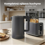 AENO Rychlovarná kanvica EK13G - 1,7l, dvojstenná stena, automatické vypnutie, nerezové vnútro, sivá