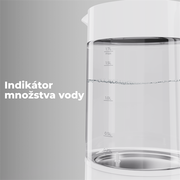 AENO Rychlovarná kanvica EK5 - 1,7l, 2200W, Strix, funkcia udržiavania tepla, auto vypnutie