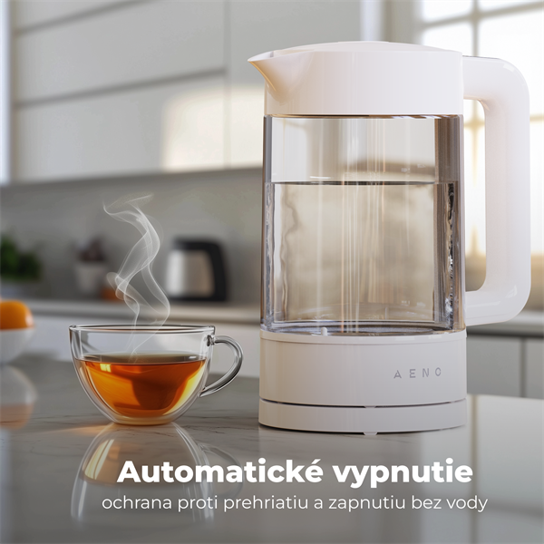 AENO Rychlovarná kanvica EK5 - 1,7l, 2200W, Strix, funkcia udržiavania tepla, auto vypnutie