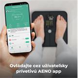 AENO Smart osobná váha ABS0002S, do 180kg, BMI, Srdcový tep, 15 indexov, BTTH, Aplikácia, Spec. sklo, farebný Displej