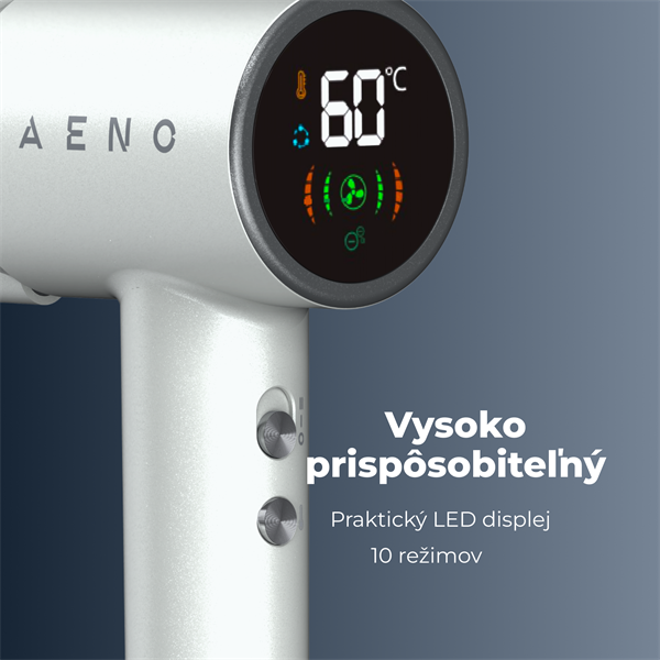 AENO vysovýkonný sušič vlasov HD4 v 100km/h, NTC senzor, 1500W, ionizátor,3rýchlosti, LED , cest. taška