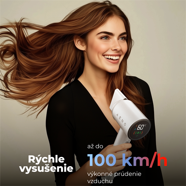 AENO vysovýkonný sušič vlasov HD4 v 100km/h, NTC senzor, 1500W, ionizátor,3rýchlosti, LED , cest. taška