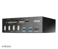 AKASA AK-HC-05BKV2 Interconnect PRO, Hliníkový panel s USB (4xUSB2, 2xUSB3.0), čítačka kariet a eSATA