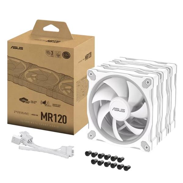ASUS PRIME MR120 FAN ARGB WHITE 3IN1 set 3x ventilátor 120mm