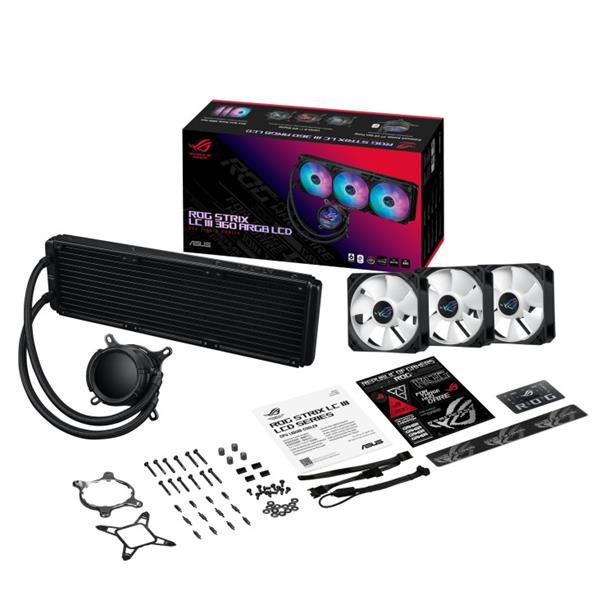 ASUS ROG STRIX LC III 360 ARGB LCD kvapalinový chladič CPU, Aura Sync RGB, 360mm