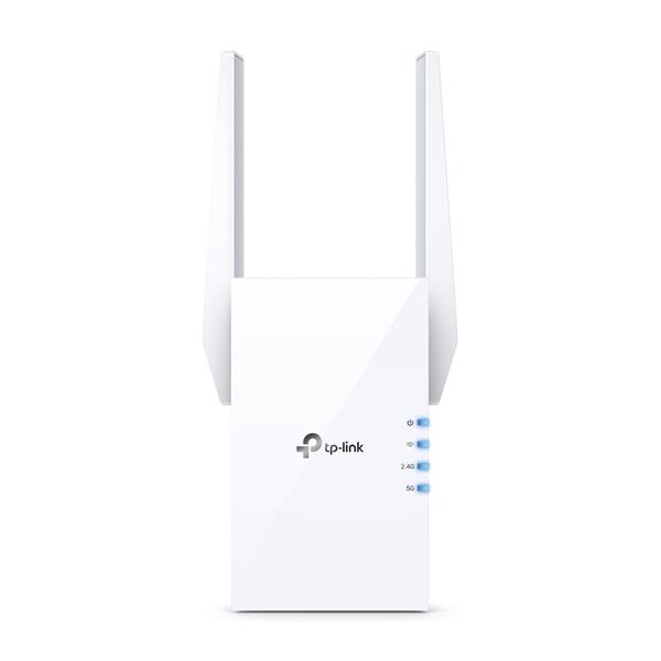 AX1800 Wi-Fi 6 Range Extender SPEED: 574 Mbps at 2.4 GHz + 1201 Mbps at 5 GHz SPEC: 2 × External Antennas, 1 × Gigabit P