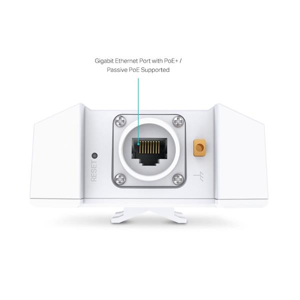 AX3000 Indoor/Outdoor Dual-Band Wi-Fi 6 Access Point PORT: 1× Gigabit RJ45 Port SPEED: 574Mbps at 2.4 GHz + 2402 Mbps