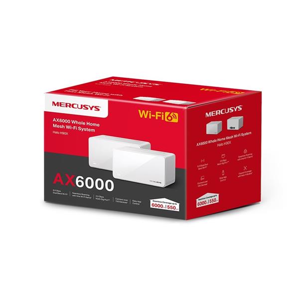 AX6000 Whole Home Mesh Wi-Fi 6 System SPEED: 1148 Mbps at 2.4 GHz + 4804 Mbps at 5 GHz SPEC: Internal Antennas, 1× 2.5 G