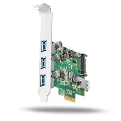 AXAGO PCEU-330V PCIe adaptér 3+1x USB3.0 UASP Charging 3A out VIA + LP