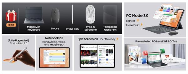 Blackview MEGA 12 SET 5G 12.2" FHD 2400x1600 120Hz 12GB+256GB MT Dimensity 7200 Octa-core 2.8GHz IP68, zlatý