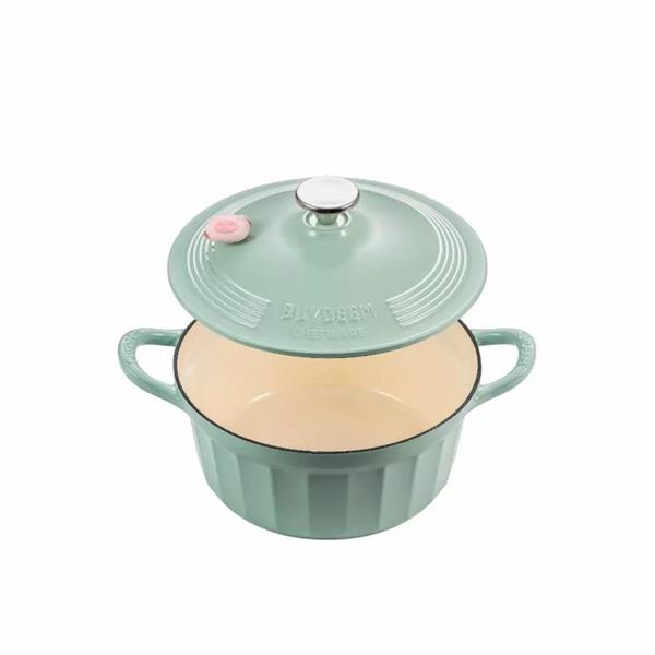 BUYDEEM Smaltovaný liatinový hrniec, model CP551, 3,9l, 25cm, farba jemná zelena