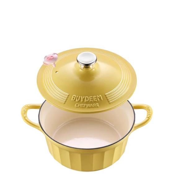BUYDEEM Smaltovaný liatinový hrniec, model CP551, 3,9l, 25cm, farba jemná žltá