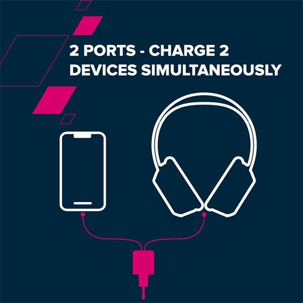 Canyon CU20AC vysokorýchlostná kompaktná univerzálna nabíjačka do steny 1x USB-C 20W, 1x USB-A 18W