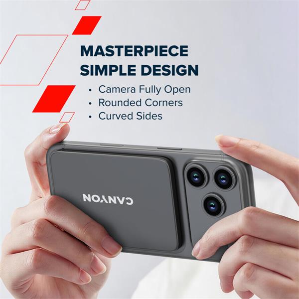 Canyon OnCharge 503, Powerbank, 3 000 mAh,in: USB-C 10W,out: USB-C 10W+Wireless 7.5W, ultratenká, hliníková, strieborná