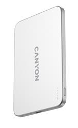 Canyon OnCharge 503, Powerbank, 3 000 mAh,in: USB-C 10W,out: USB-C 10W+Wireless 7.5W, ultratenká, hliníková, strieborná