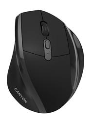 Canyon OnClick 17, ergonomická bezdrôtová optická myš pre pravákov, USB prijímač, 6 tlačidiel, 800/1200/1600 DPI, čierna