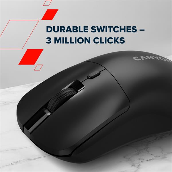 Canyon OnClick W06, bezdrôtová optická myš, 2.4 GHz USB, 800/1200/1600 DPI, 4 tlačidlá, čierna