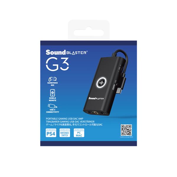 Creative Sound Blaster G3, zvuková karta, DAC prevodník a zosilňovač pre herné konzoly, USB-C, externá