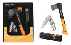 FISKARS Darčeková sada: Sekera X7, Ostrič nožov a sekier XSharp, Nožík skladací Gerber