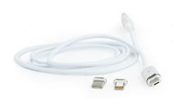 Gembird kábel 3v1 combo, Lightning 8-pin (M) / microUSB / USB-C (M) na USB 2.0 (M), 1 m, strieborný