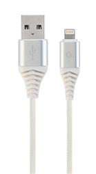 Gembird kábel nabíjací Lightning 8-pin (M) na USB 2.0 (M), prémiový, opletený, 1 m, biely