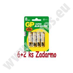 GP alkalická AA batéria , balenie 6+2 ks ZADARMO
