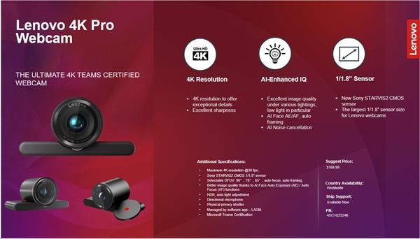 Lenovo 4K Pro Webcam