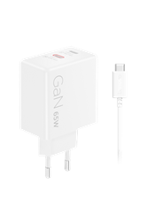 Lenovo 65W, USB-C, Charger, GaN, 1,5m kabel, biely