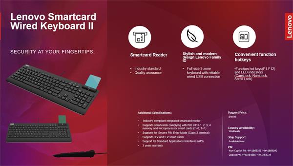 Lenovo Smartcard Wired keyboard II-Czech/Slovak - klavesnica