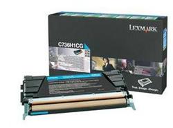 Lexmark C736, X736, X738 Cyan High Yield Return Program Toner Cartridge, 10K