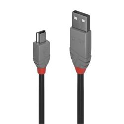 Lindy Kábel USB 2.0 A-MINI-B 5pin M/M 1m, High Speed, čierny, Anthra Line