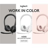 Logitech® H390 USB Headset - USB- OFF-WHITE