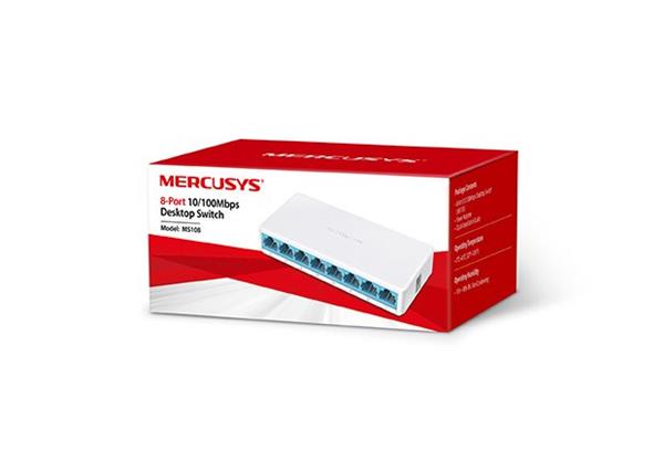 MERCUSYS MS108v2 8-port 10/100M mini Desktop Switch, 8 10/100M RJ45 ports, Plastic case