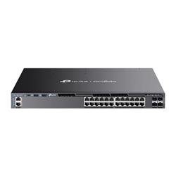 Omada 24-PortGigabit Stackable L3 Managed PoE+ Switch with 4 10GE SFP+ Slots PORT: 24× Gigabit PoE+ RJ45 Ports, 4× 10G