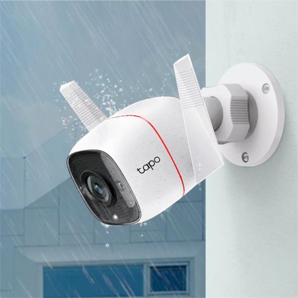 Outdoor Security Wi-Fi Camera SPEC: 3MP, 2.4 GHz, 2T2R, 2 × External Antennas, 1 × Ethernet Port FEATURE: Motion Detecti