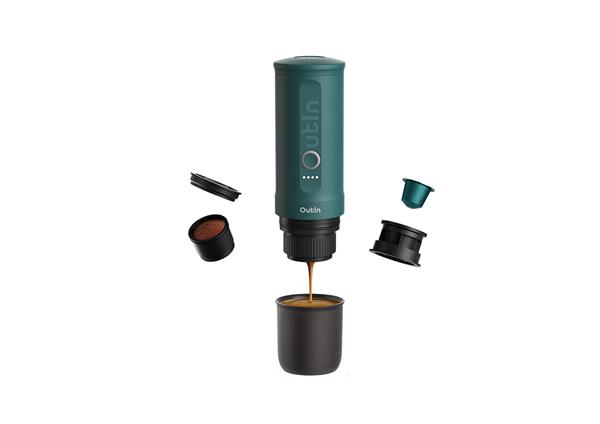 Outin Nano Prenosný espresso kávovar, farba modrozelená