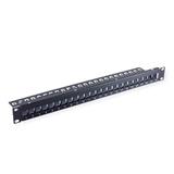 Patch panel 24port, 1U Keystone, čierny, tienený s uzemnením, celokovový